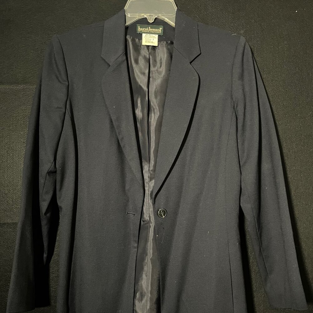 Vintage Harve Bernard Black Women's Blazer Jacket Ladies Size 4 Wool and Spandex
